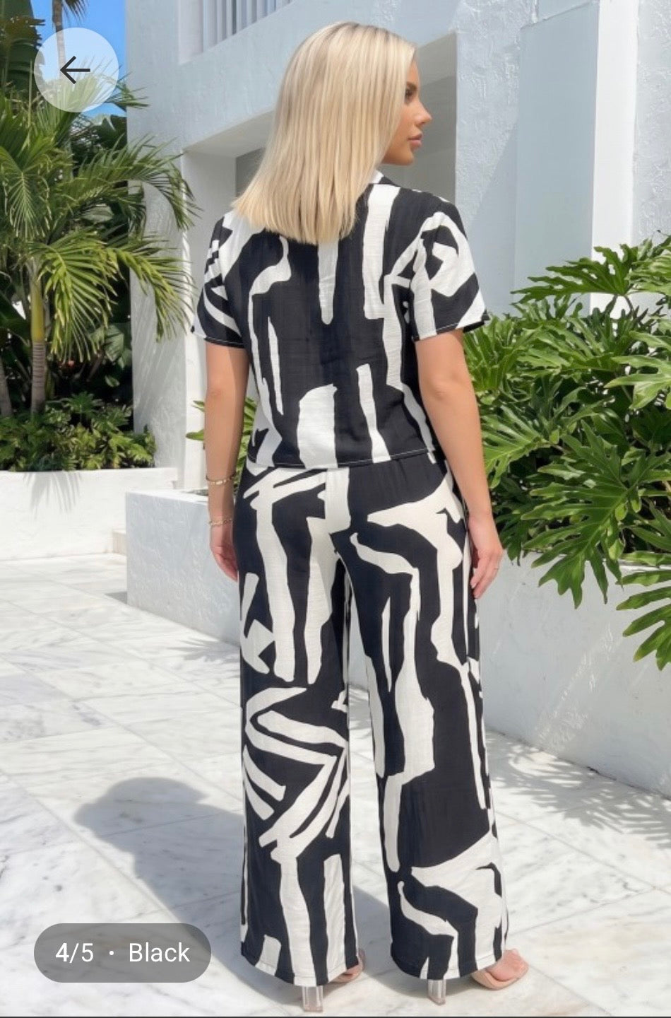 Zuri Printed Pants Set - Black