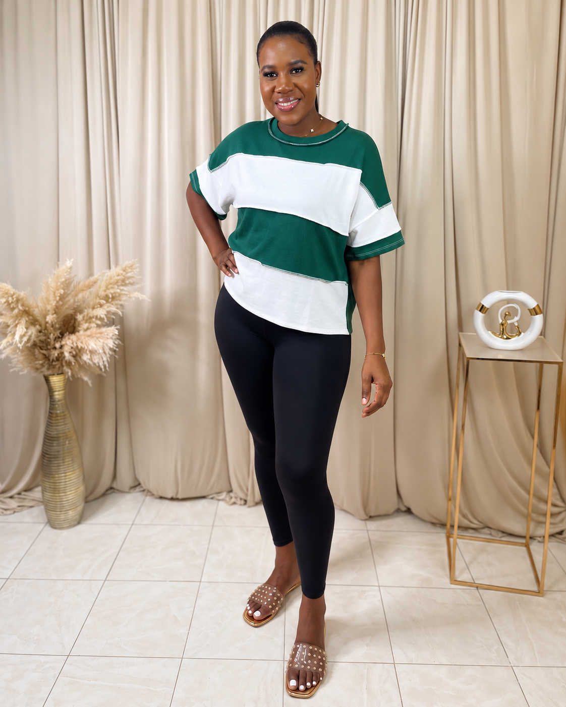 Easy Breezy Leggings Set - Green/Black