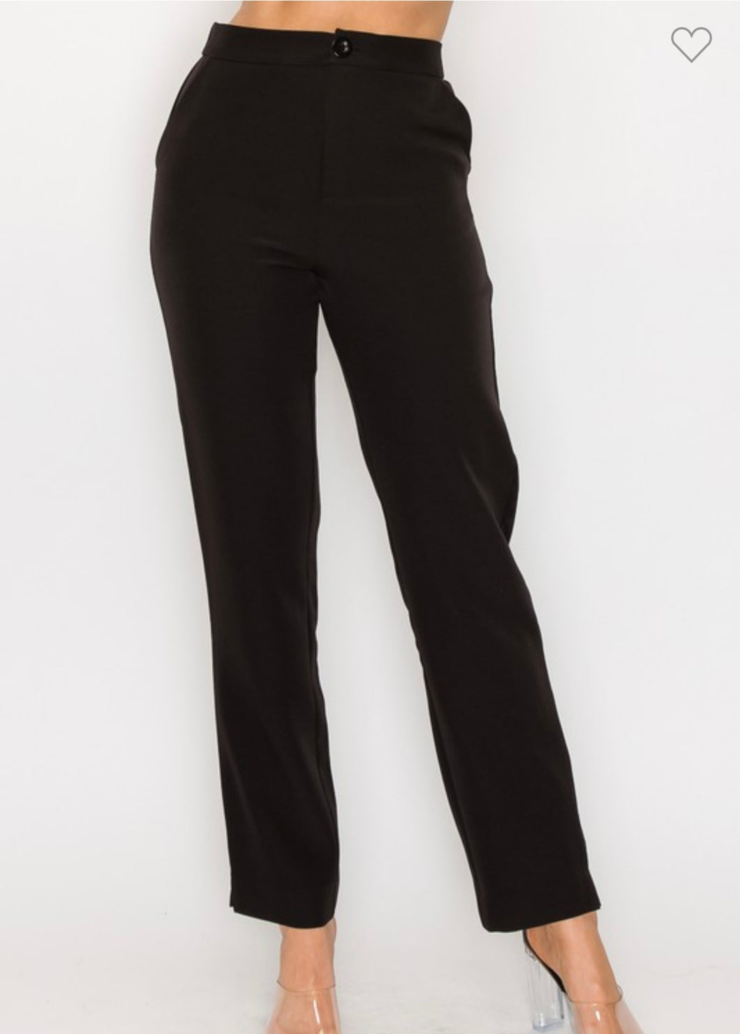 High-Rise Solid Slit Pants | Black